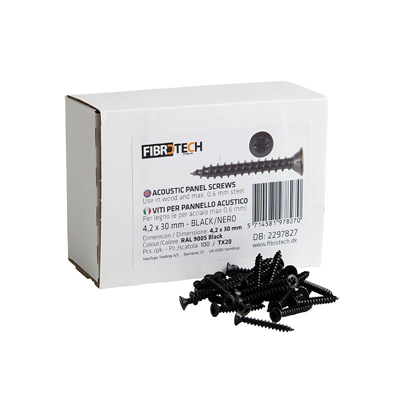 Fibrotech-sort Paneeliruuvit, mustat - Tx. 20